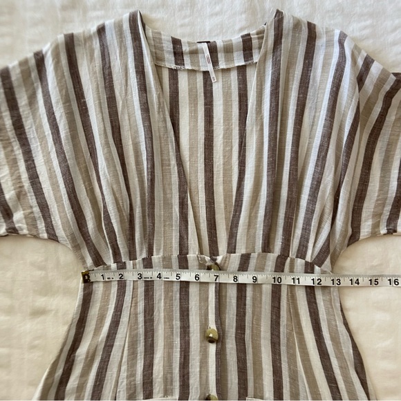 Free People Monday Light Grey Striped Midi Dress - Picture 14 of 16